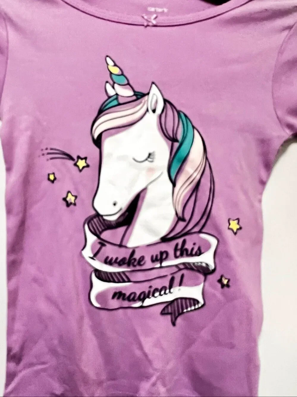 Carter’s Unicorn Long Sleeve I Wake Up This Magical  Purple Shirt Girls Sz7 NWT